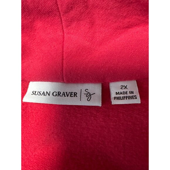 Susan Graver Womens Ruched Sleeve Single Button Cardigan Jacket 2X Pink - Picture 6 of 9